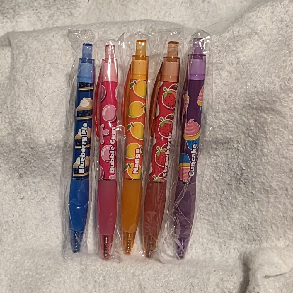 Assorted Fruit Scented Gel Pens 5 Pk